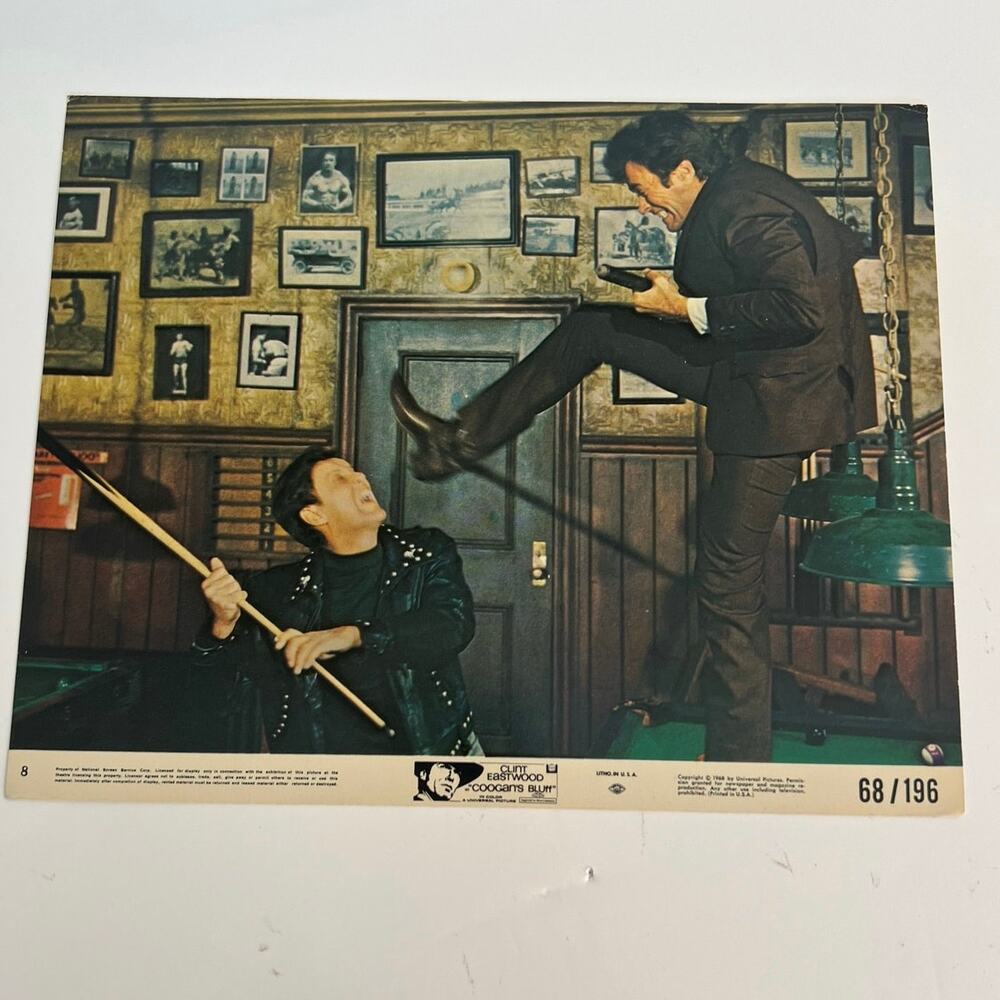 Photo Still 1968 Film Coogan's Bluff Clint Eastwood Pool Table Fight 68 / 196 JL